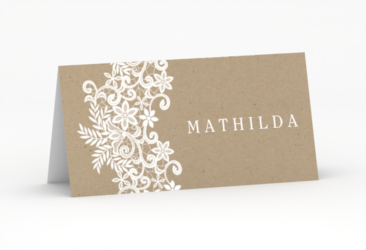 Tischkarte Hochzeit Mariage Tischkarten mit Bogen aus weißer Spitze