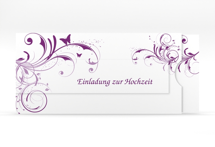 Hochzeitseinladung Palma Einsteckkarte lila hochglanz