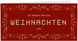 Klick: Details zu Geschäftliche Weihnachtskarte "Flockensymmetrie" anzeigen Geschäftliche Weihnachtskarte Flockensymmetrie lange Klappkarte quer rot