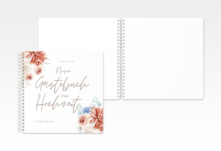 Gästebuch Hochzeit Flowercloud Ringbindung bunt