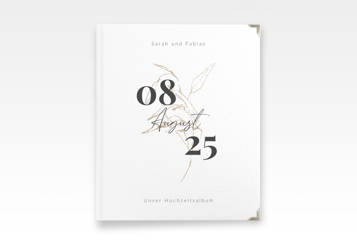 Hochzeitsalbum Seed 21 x 25 cm weiss mit Pflanzen-Illustration und elegantem Datum