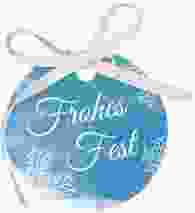 Geschenkanhänger Weihnachten Eisblume Geschenkanhänger, rund blau