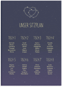 Klick: Details zu Sitzplan Leinwand Hochzeit "Sternenbild" anzeigen Sitzplan Leinwand Hochzeit "Sternenbild" 50 x 70 cm Leinwand