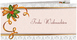 Klick: Details zu Business-Weihnachtskarte "Goldband" anzeigen Business-Weihnachtskarte Goldband lange Klappkarte quer