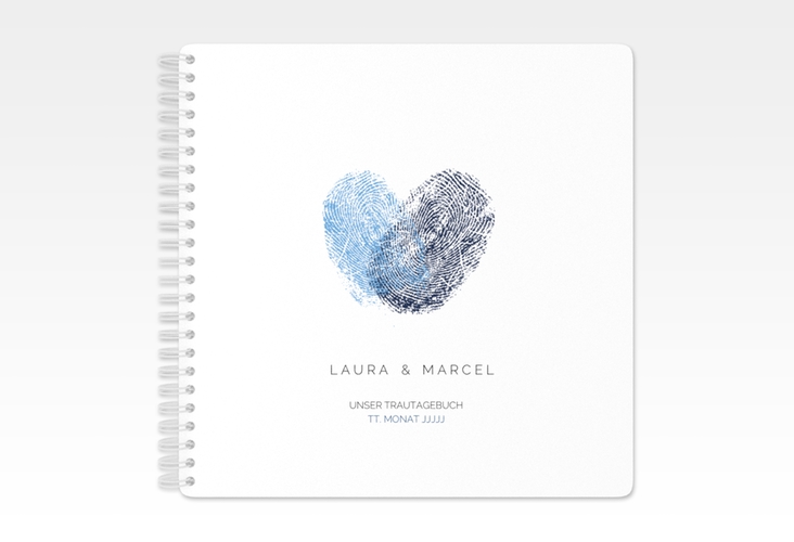 Trautagebuch Hochzeit Fingerprint Trautagebuch Hochzeit blau schlicht mit Fingerabdruck-Motiv