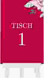 Tischnummer Hochzeit Blooming Tischaufsteller rot