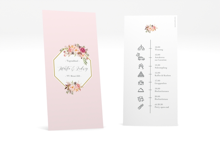 Tagesablauf Hochzeit Prachtvoll lange Karte hoch rosa hochglanz