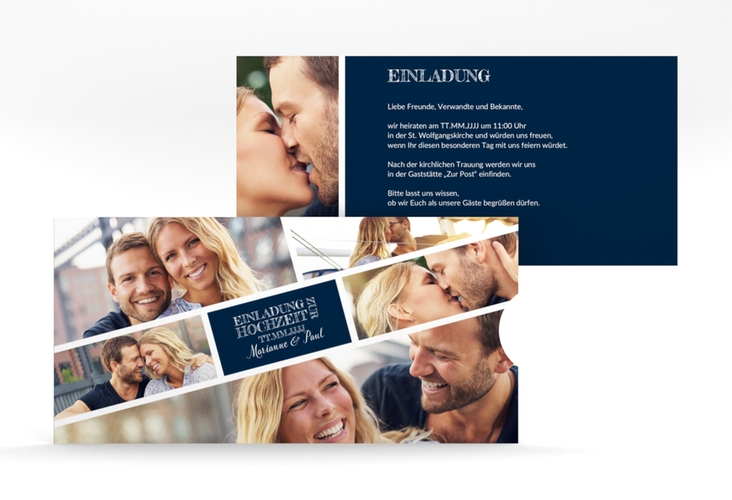 Hochzeitseinladung Rise Einsteckkarte blau