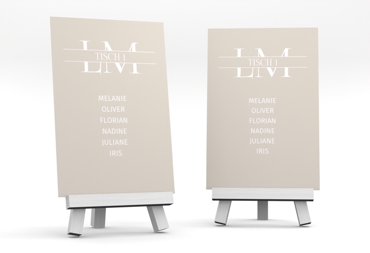Tischaufsteller Hochzeit Monogramm Tischaufsteller in klassischem Design mit Initialen des Brautpaars