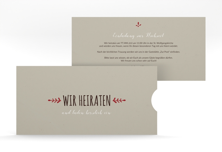 Hochzeitseinladung Eden Einsteckkarte rot