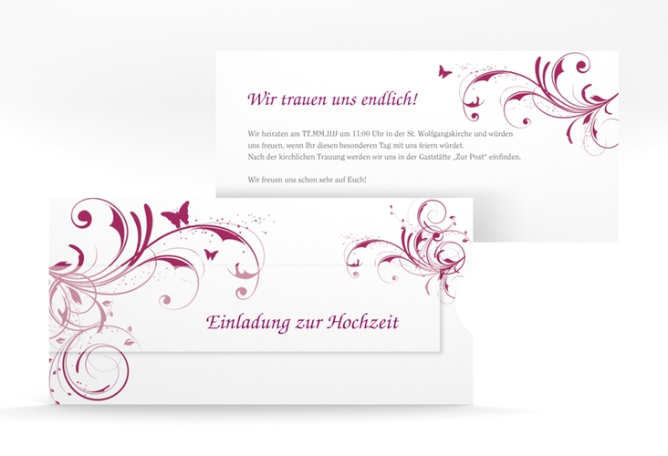 Hochzeitseinladung Palma Einsteckkarte pink hochglanz