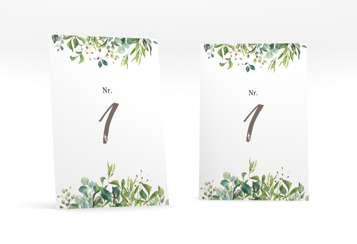 Tischnummer Hochzeit Natural Tischaufsteller weiss