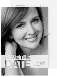 Save the Date-Postkarte Geburtstag Banderole A6 Postkarte weiss