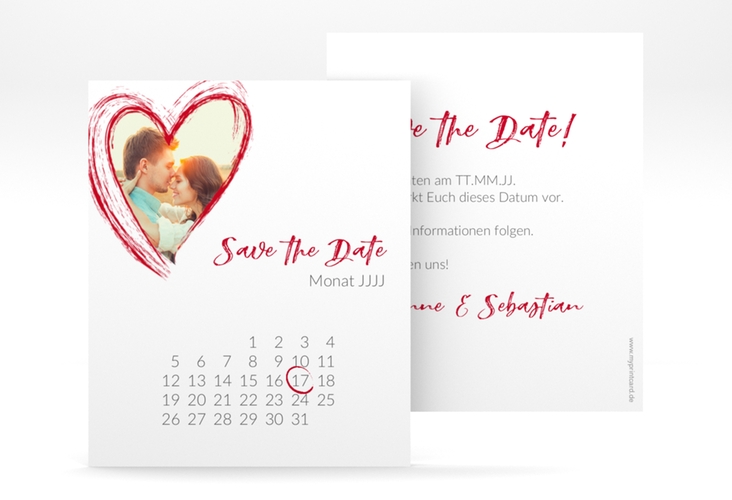 Save the Date-Kalenderblatt Liebe Kalenderblatt-Karte hochglanz