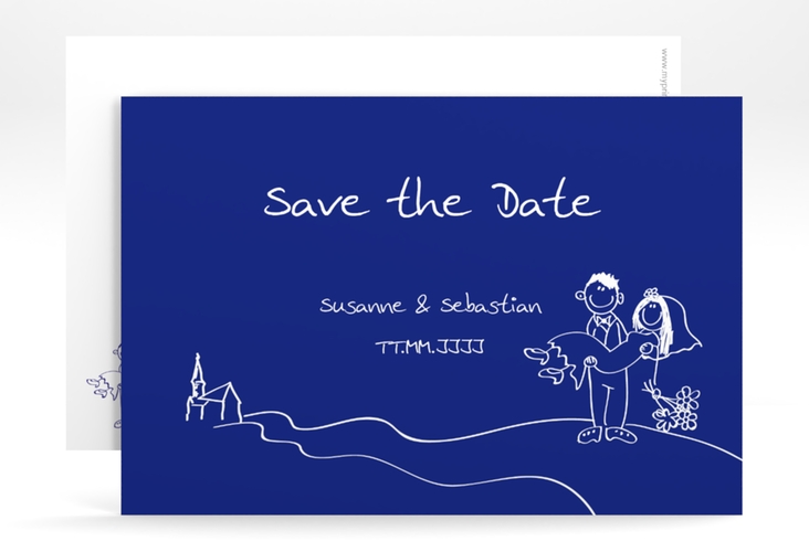 Save the Date-Karte Hochzeit Pisa A6 Karte quer blau