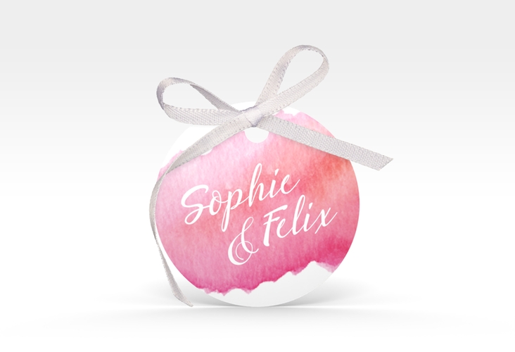 Geschenkanhänger Hochzeit Aquarella Geschenkanhänger, rund rot