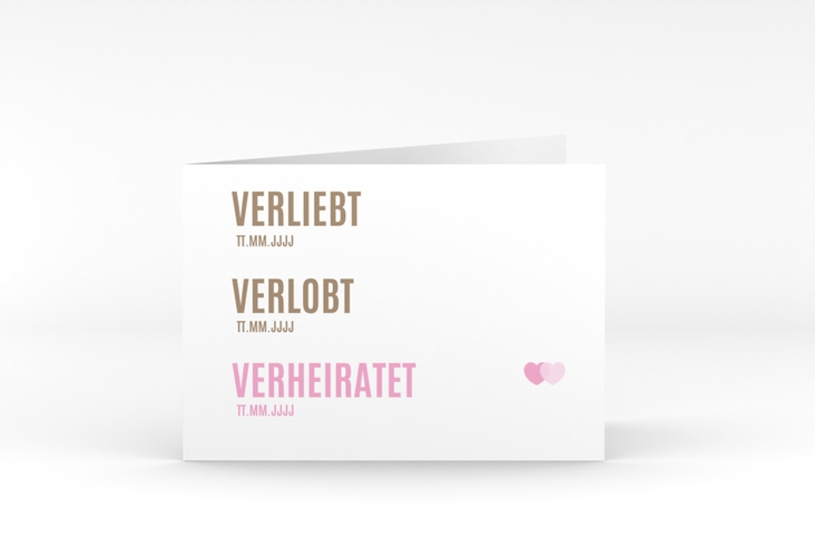Danksagungskarte Hochzeit Couple A6 Klappkarte quer rosa