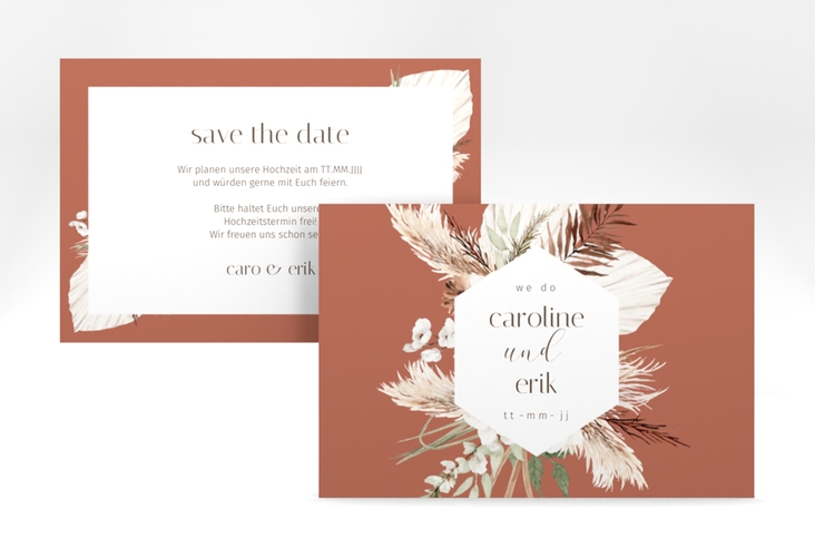 Save the Date-Karte Bohemian A6 Karte quer orange hochglanz
