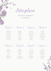 Klick: Details zu Sitzplan Poster Hochzeit "Salerno" anzeigen Sitzplan Poster Hochzeit Salerno 50 x 70 cm Poster flieder