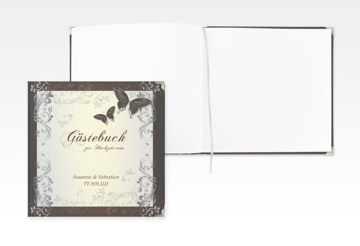 Gästebuch Selection Hochzeit Toulouse Leinen-Hardcover braun mit Schmetterlingen und Schnörkeln