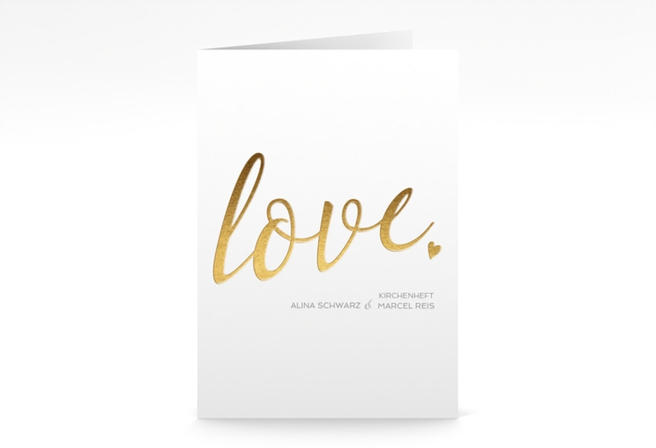 Kirchenheft Hochzeit Glam A5 Klappkarte hoch weiss hochglanz