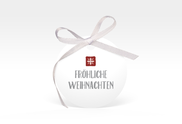 Geschenkanhänger Weihnachten Snowflakes Geschenkanhänger, rund rot