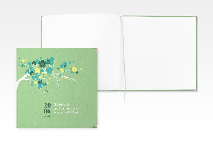 Gästebuch Selection Hochzeit Sakura Leinen-Hardcover gruen