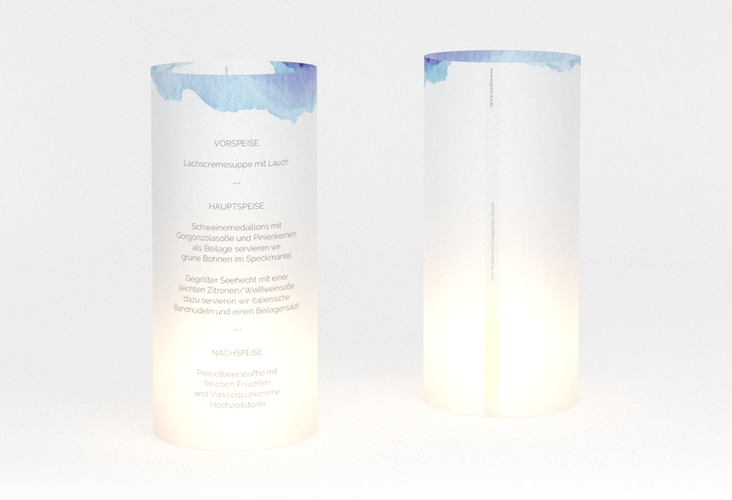 Windlicht Menü Hochzeit "Aquarella" Windlicht blau