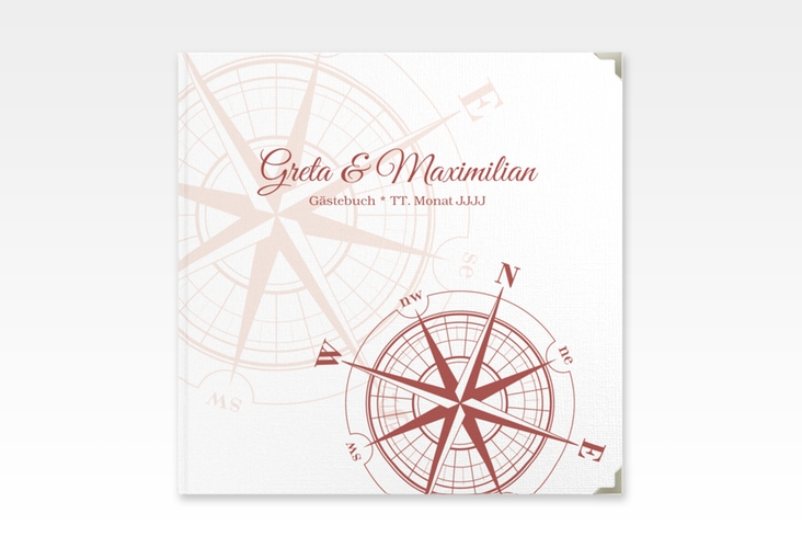 Gästebuch Selection Hochzeit Windrose Leinen-Hardcover rot