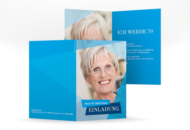 Einladung 70. Geburtstag Shapes A6 Klappkarte hoch