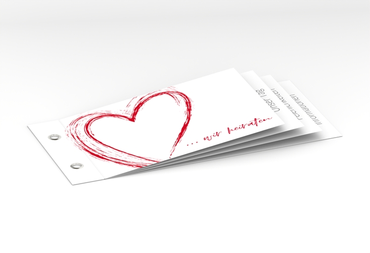 Hochzeitseinladung Liebe Booklet rot hochglanz