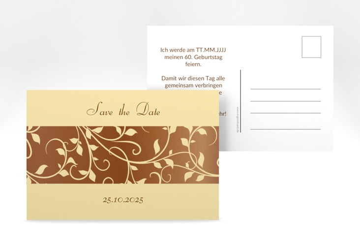 Save the Date-Postkarte Geburtstag Hermann/Hermine A6 Postkarte braun