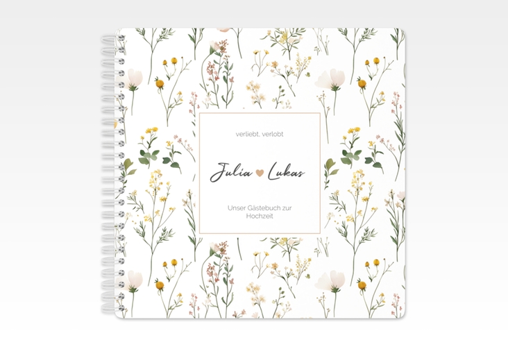 Gästebuch Hochzeit Blumenwiese Ringbindung bunt