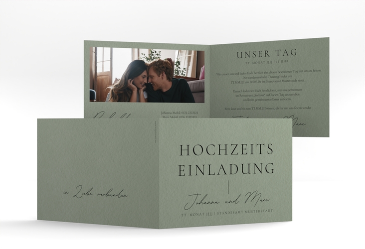 Hochzeitseinladung Hochzeitsfreude A6 Klappkarte quer gruen