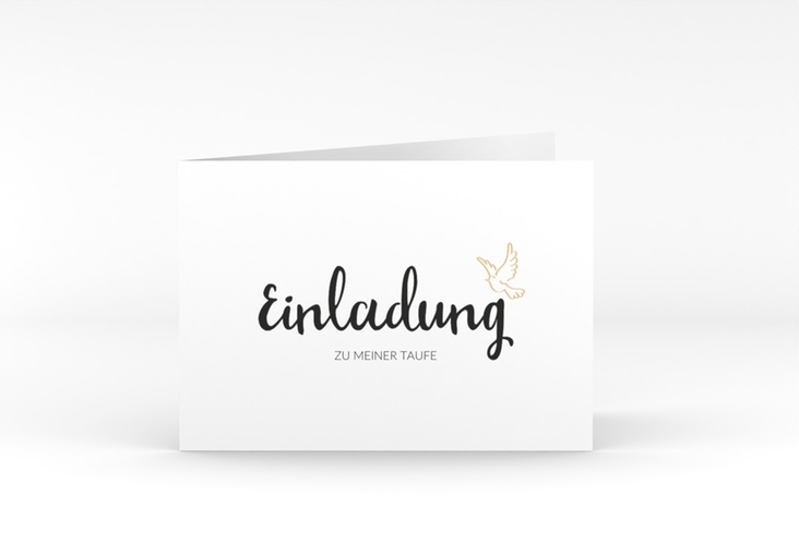 Einladung Taufe Belief A6 Klappkarte quer beige