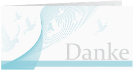 Dankeskarte Taufe Doves lange Klappkarte quer tuerkis