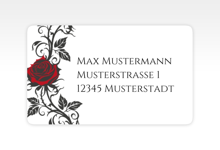 Empfängeretikett Hochzeit Red Rose 63,5 x 38,1 mm weiss