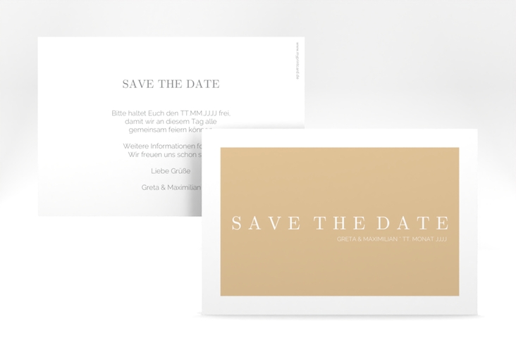 Save the Date-Karte Simply A6 Karte quer beige hochglanz
