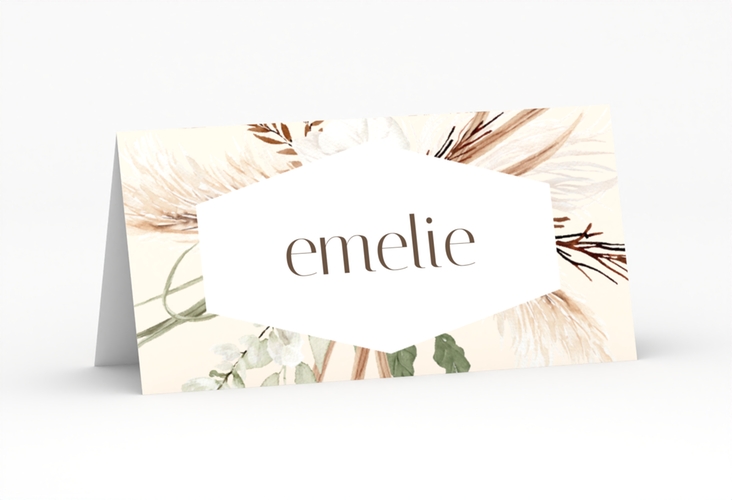 Tischkarte Hochzeit Bohemian Tischkarten beige hochglanz