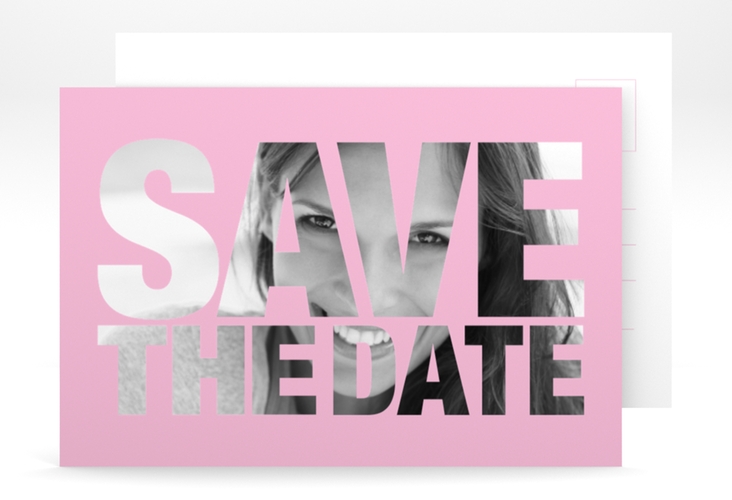 Save the Date-Postkarte Geburtstag Numbers A6 Postkarte rosa
