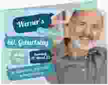 Einladung 60. Geburtstag Whatsup A6 Klappkarte quer blau