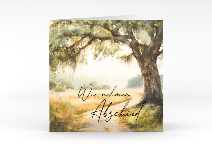 Trauerkarte Fern quadr. Klappkarte gruen