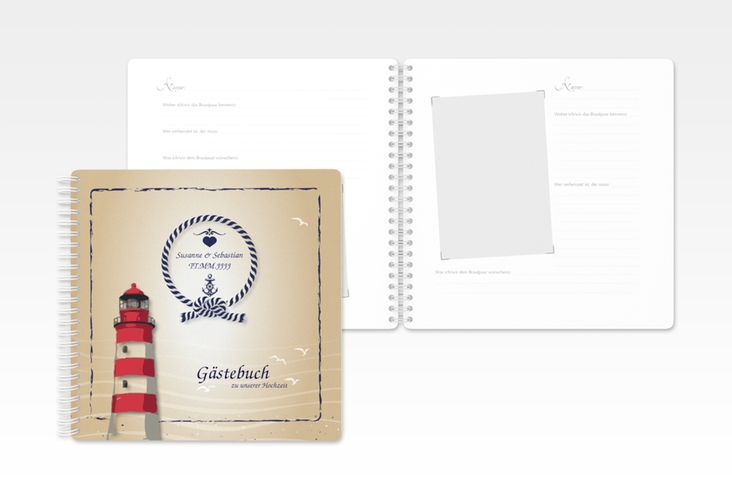 Gästebuch Hochzeit Sylt Ringbindung mit Leuchtturm