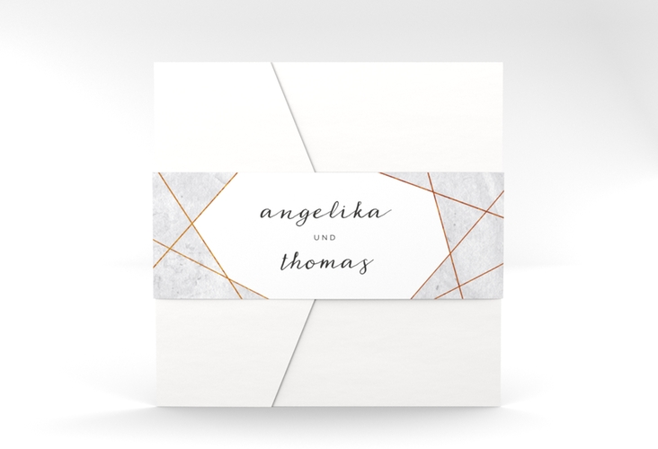 Hochzeitseinladung Asymmetry Pocketfold grau hochglanz