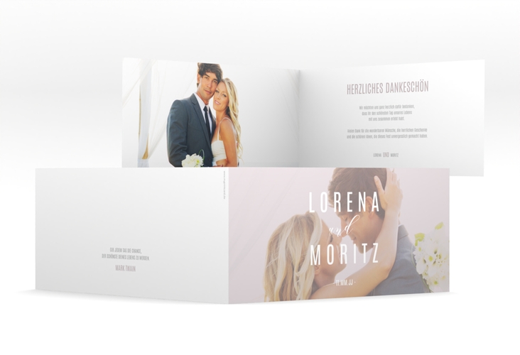 Danksagungskarte Hochzeit Memory lange Klappkarte quer grau hochglanz