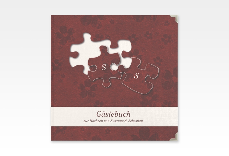 Gästebuch Selection Hochzeit Ravensburg Leinen-Hardcover rot mit zwei Puzzleteilen