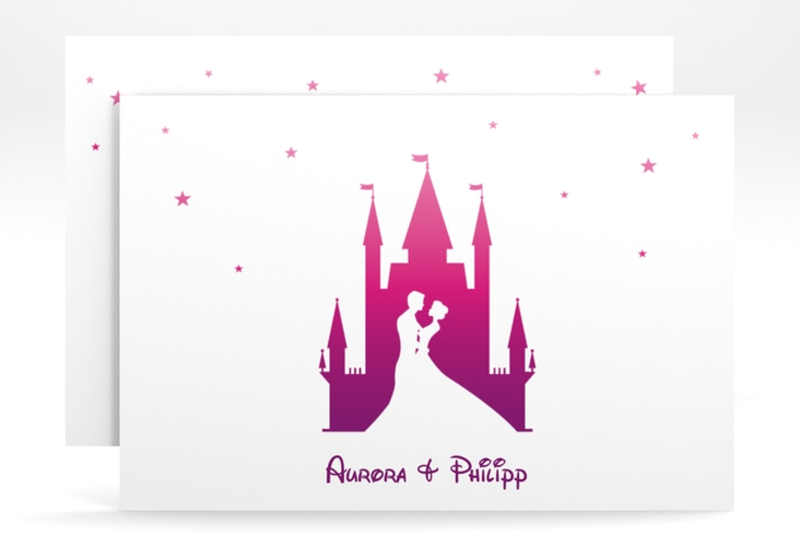 Save the Date-Karte Castle A6 Karte quer pink