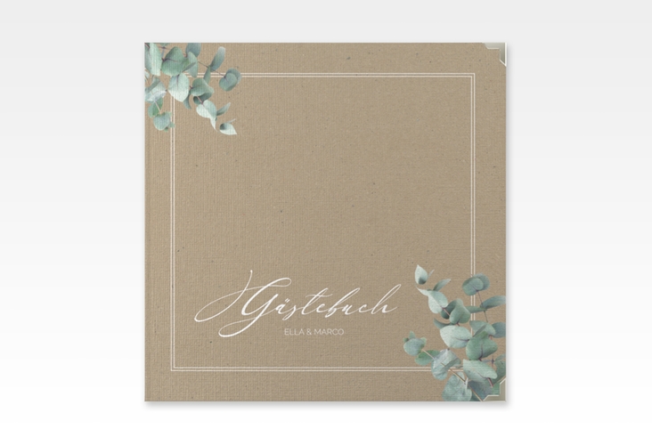 Gästebuch Selection Hochzeit Eucalypt Leinen-Hardcover Kraftpapier mit Eukalyptus und edlem Rahmen