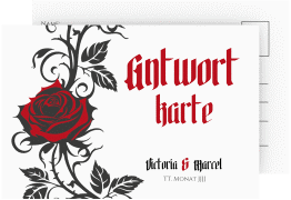 Antwortkarte Hochzeit Red Rose A6 Postkarte weiss