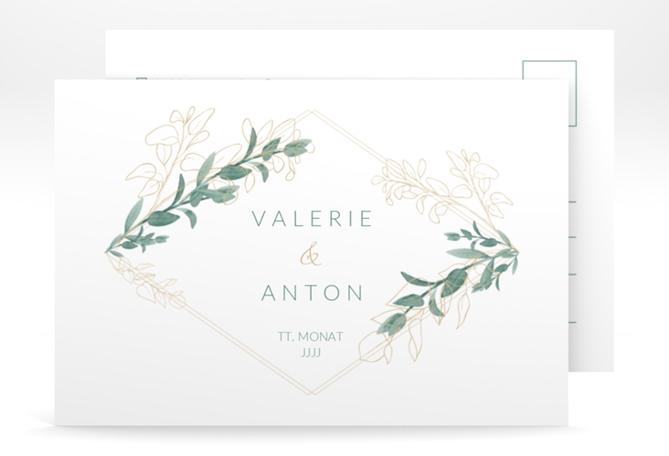 Antwortkarte Hochzeit "Verde" DIN A6 Postkarte weiss